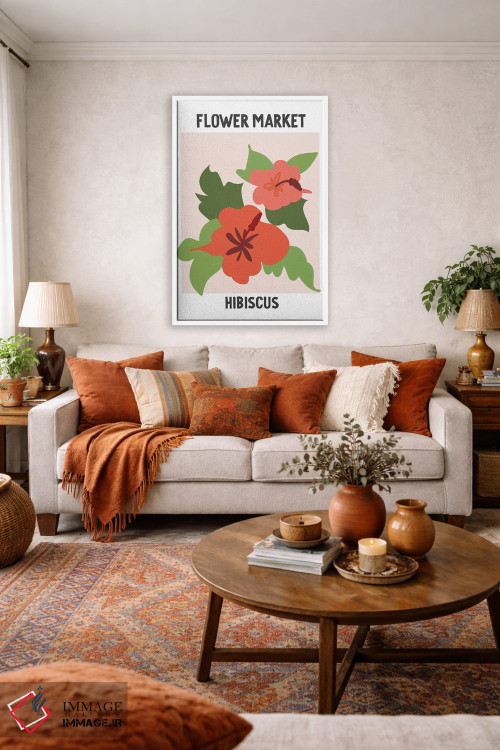 تابلو مینیمال پوستر بازار گل ختمی اثر مامبو آرت استودیو - D2W