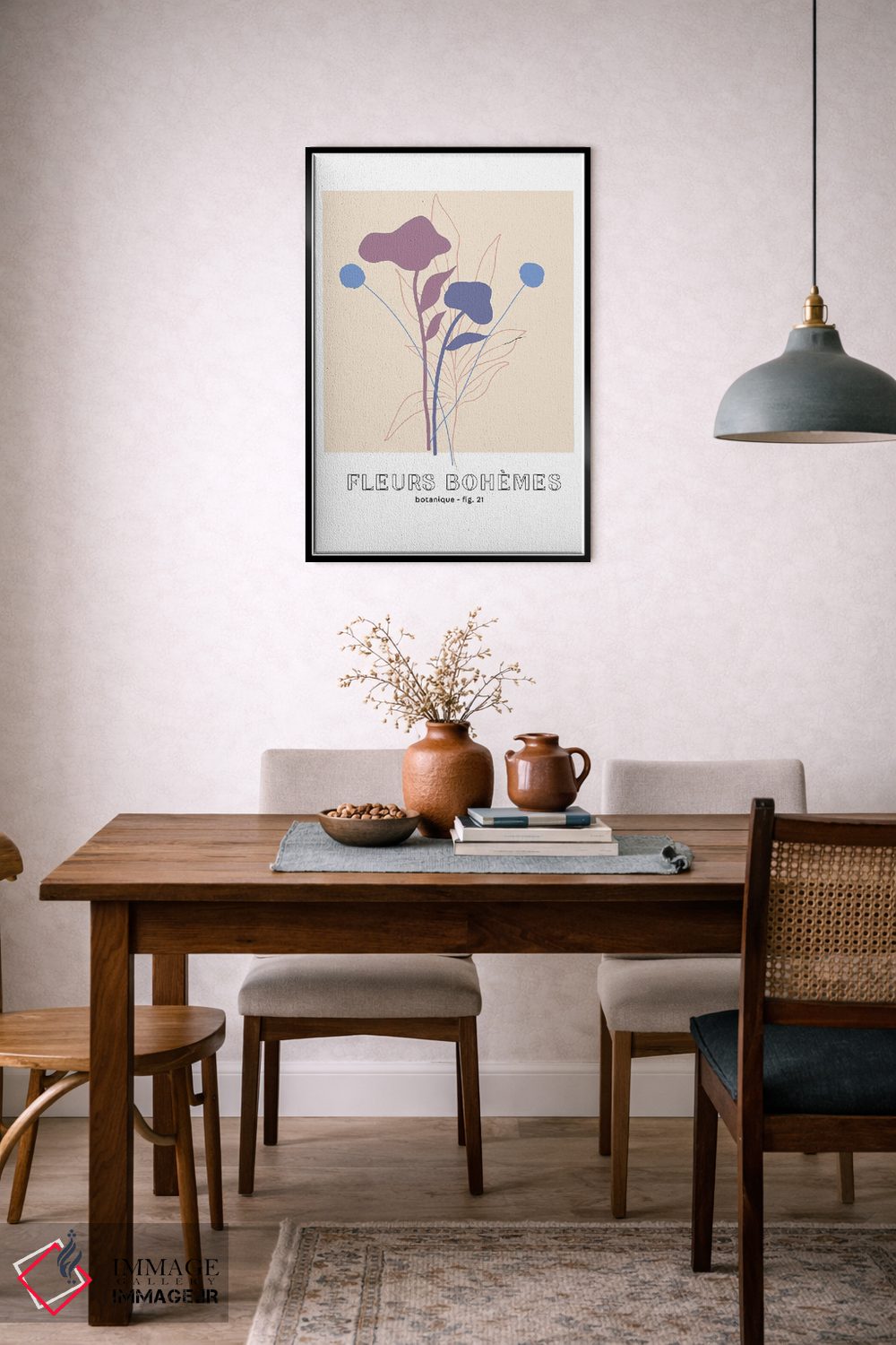 تابلو مینیمال گل های بوهمی اثر مامبو آرت استودیو - D6B