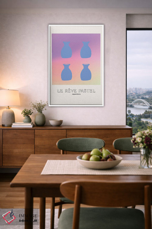 تابلو مینیمال گلدان های رویای پاستلی با گرباورها اثر مامبو آرت استودیو - D6W