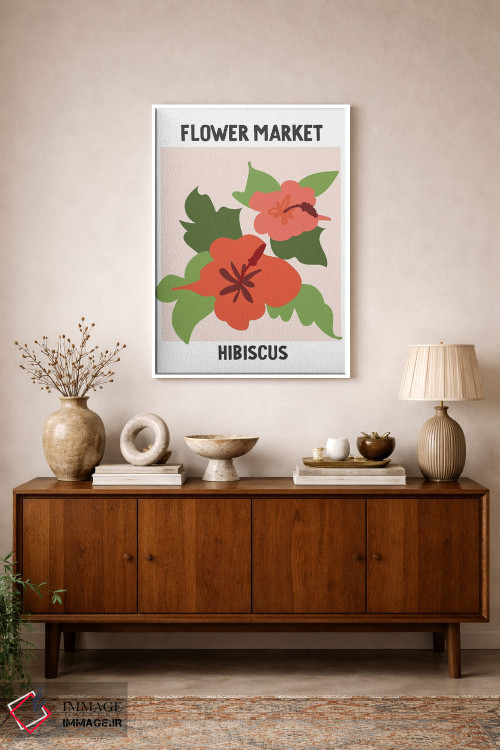 تابلو مینیمال پوستر بازار گل ختمی اثر مامبو آرت استودیو - D1W