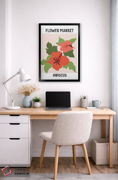 تابلو مینیمال پوستر بازار گل ختمی اثر مامبو آرت استودیو - D6B