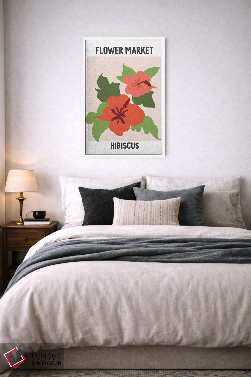 تابلو مینیمال پوستر بازار گل ختمی اثر مامبو آرت استودیو - D5W