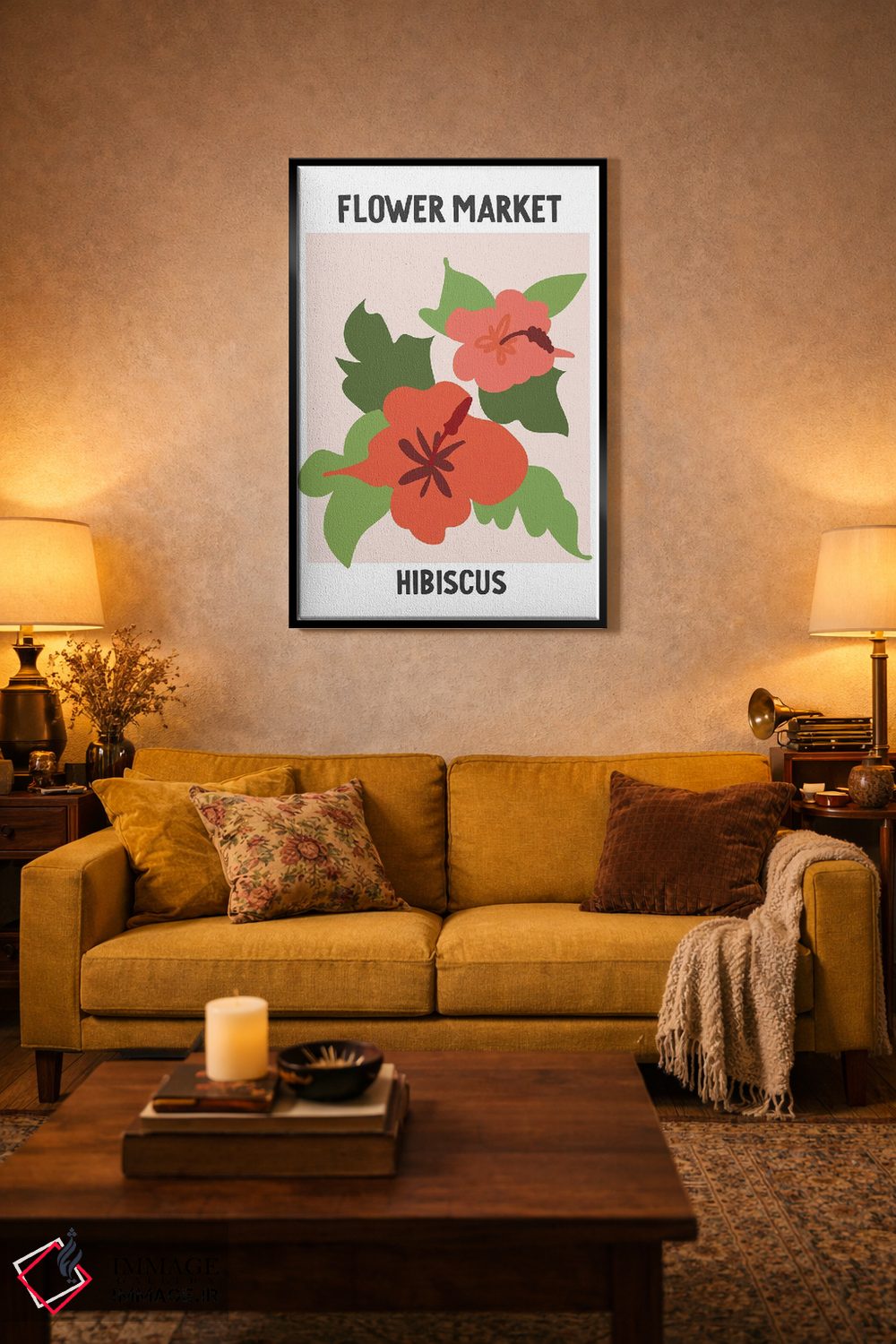 تابلو مینیمال پوستر بازار گل ختمی اثر مامبو آرت استودیو - D4B