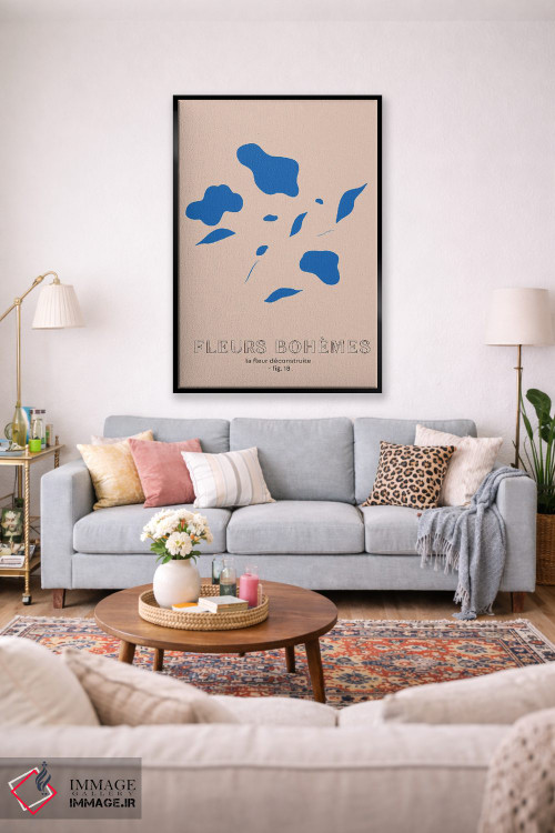 تابلو مینیمال گل های بوهمی؛ آبی اثر مامبو آرت استودیو - D2B