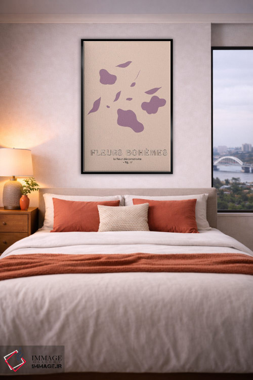 تابلو مینیمال گل های بوهمی؛ یاس بنفش اثر مامبو آرت استودیو - D4B