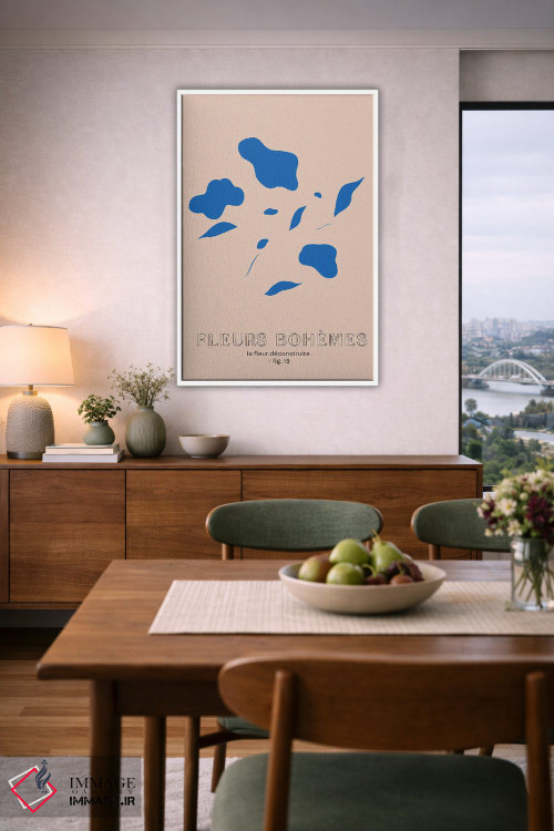 تابلو مینیمال گل های بوهمی؛ آبی اثر مامبو آرت استودیو - D6W