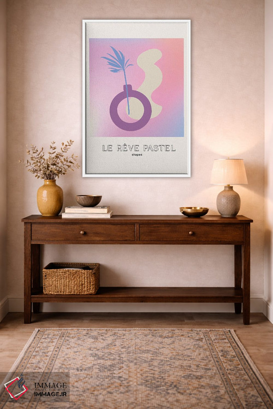 تابلو مینیمال گلدان رویای پاستلی، اشکال گیاهی اثر مامبو آرت استودیو - D2W