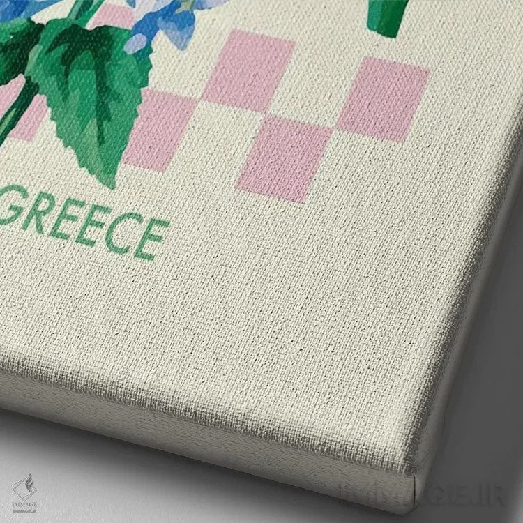 تابلو مدرن پوستر گل میکونوس یونان اثر مامبو آرت استودیو - نمای نزدیک بافت بوم