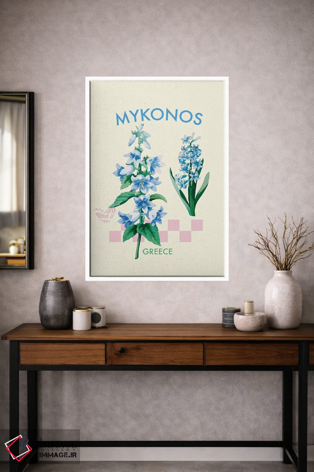 تابلو مدرن پوستر گل میکونوس یونان اثر مامبو آرت استودیو - D1W