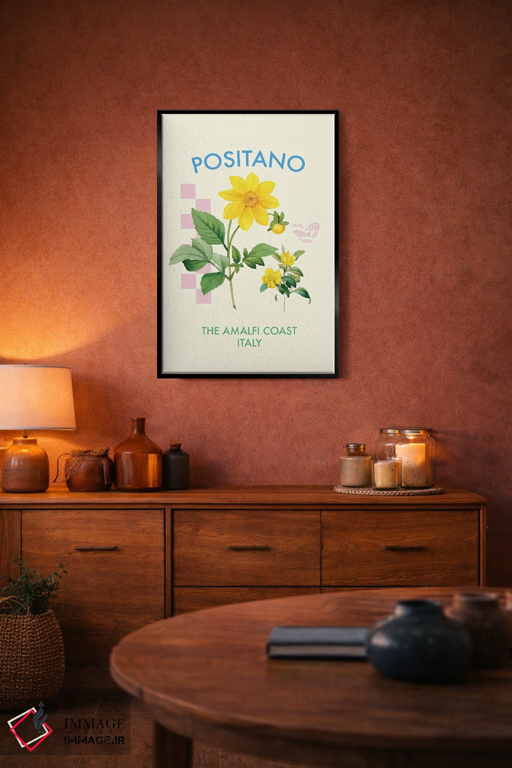 تابلو مدرن پوستر گل پوزیتانو ایتالیا اثر مامبو آرت استودیو - D5B