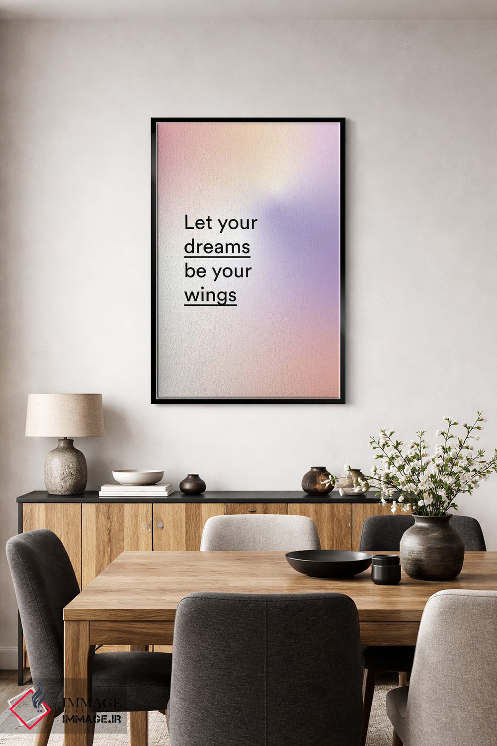 تابلو مدرن بگذار رویاهایت بال هایت باشند اثر مامبو آرت استودیو - D4B