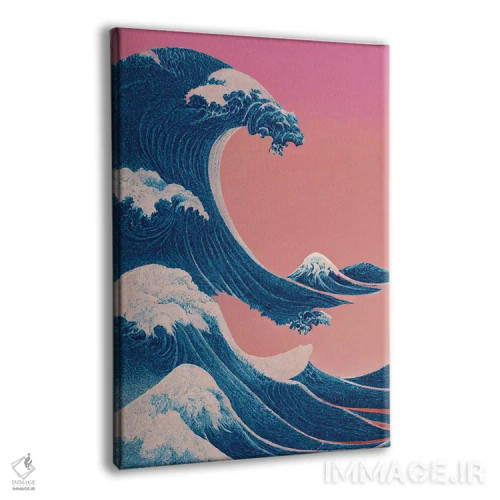 تابلو مدرن موج بزرگ کاناگاوا – پینک ویپر ویو اثر مامبو آرت استودیو - نمای پرسپکتیو محصول