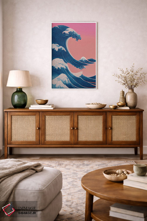 تابلو مدرن موج بزرگ کاناگاوا – پینک ویپر ویو اثر مامبو آرت استودیو - D2W