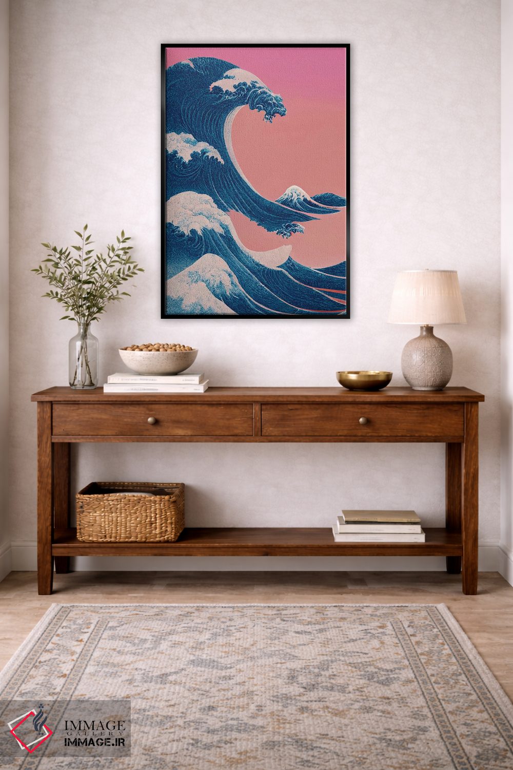 تابلو مدرن موج بزرگ کاناگاوا – پینک ویپر ویو اثر مامبو آرت استودیو - D3B