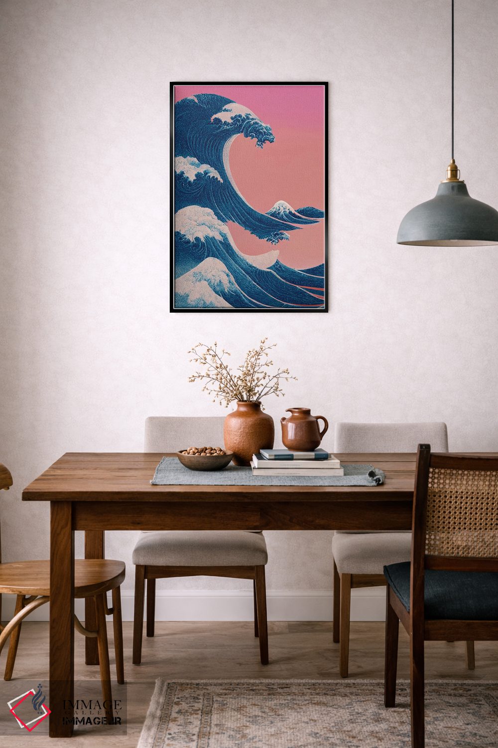 تابلو مدرن موج بزرگ کاناگاوا – پینک ویپر ویو اثر مامبو آرت استودیو - D5B