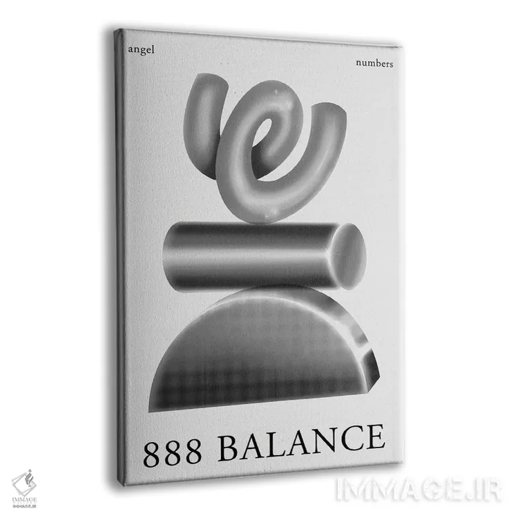 تابلو انتزاعی اعداد فرشته؛ تعادل ۸۸۸ اثر مامبو آرت استودیو - نمای پرسپکتیو محصول