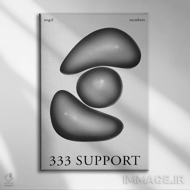 تابلو انتزاعی اعداد فرشته؛ حمایت ۳۳۳ اثر مامبو آرت استودیو - نمای روبهرو روی دیوار