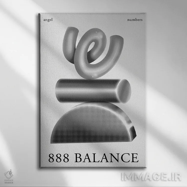 تابلو انتزاعی اعداد فرشته؛ تعادل ۸۸۸ اثر مامبو آرت استودیو - نمای روبهرو روی دیوار
