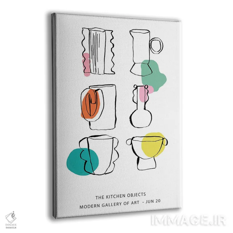 تابلو مدرن اشیای آشپزخانه با رنگ سفید اثر مامبو آرت استودیو - نمای پرسپکتیو محصول