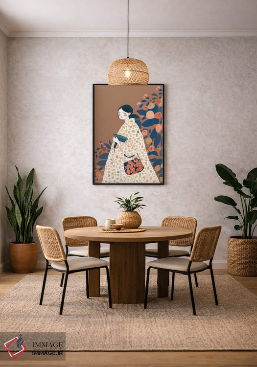 تابلو مدرن دختر با لباس پرگل بزرگ اثر مامبو آرت استودیو - D3B