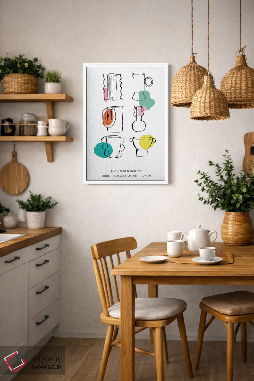 تابلو مدرن اشیای آشپزخانه با رنگ سفید اثر مامبو آرت استودیو - D3W