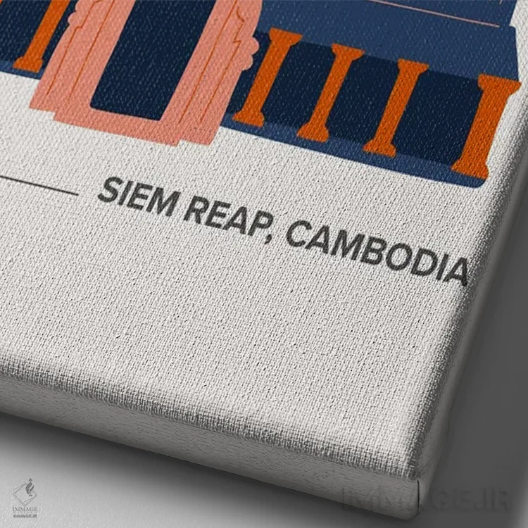 تابلو دکوراتیو آنگکور وات اثر مامبو آرت استودیو - نمای نزدیک بافت بوم