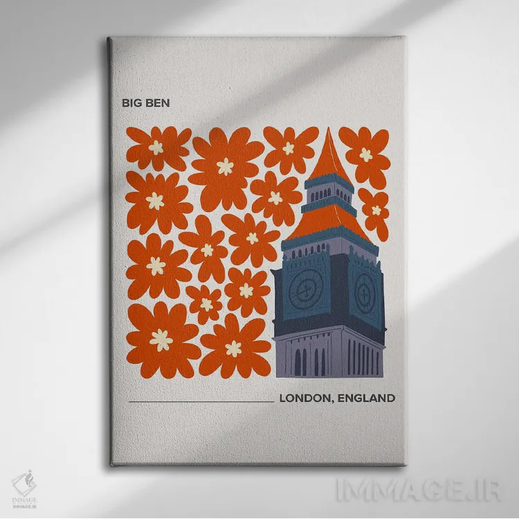 تابلو دکوراتیو بیگ بن اثر مامبو آرت استودیو - نمای روبهرو روی دیوار