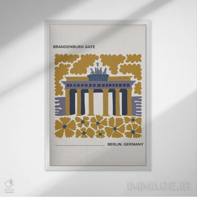 تابلو دکوراتیو دروازه براندنبورگ اثر مامبو آرت استودیو - نمای قابدار سفید