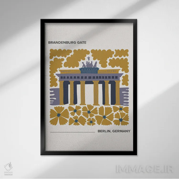 تابلو دکوراتیو دروازه براندنبورگ اثر مامبو آرت استودیو - نمای قابدار مشکی