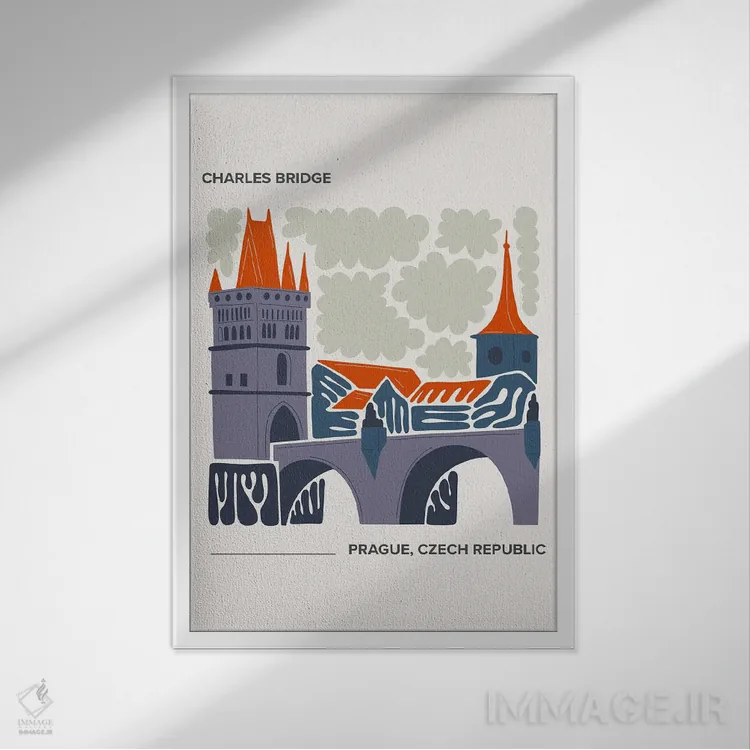 تابلو دکوراتیو پل چارلز اثر مامبو آرت استودیو - نمای قابدار سفید