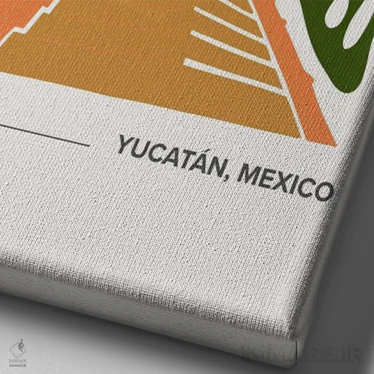 تابلو دکوراتیو چچن ایتزا اثر مامبو آرت استودیو - نمای نزدیک بافت بوم