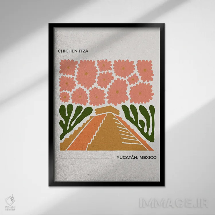 تابلو دکوراتیو چچن ایتزا اثر مامبو آرت استودیو - نمای قابدار مشکی