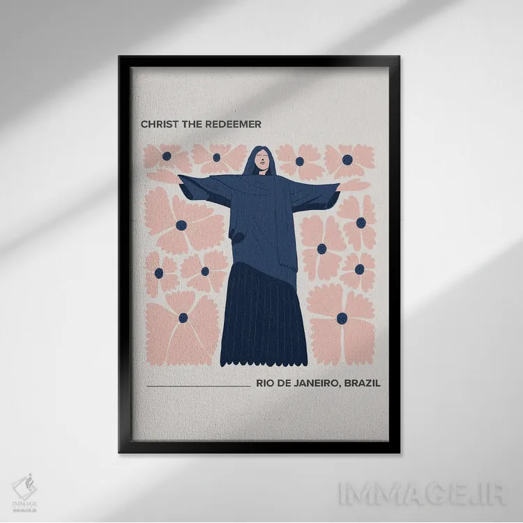 تابلو دکوراتیو تندیس مسیح نجات دهنده اثر مامبو آرت استودیو - نمای قابدار مشکی