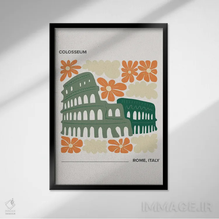 تابلو دکوراتیو کلوسئوم اثر مامبو آرت استودیو - نمای قابدار مشکی