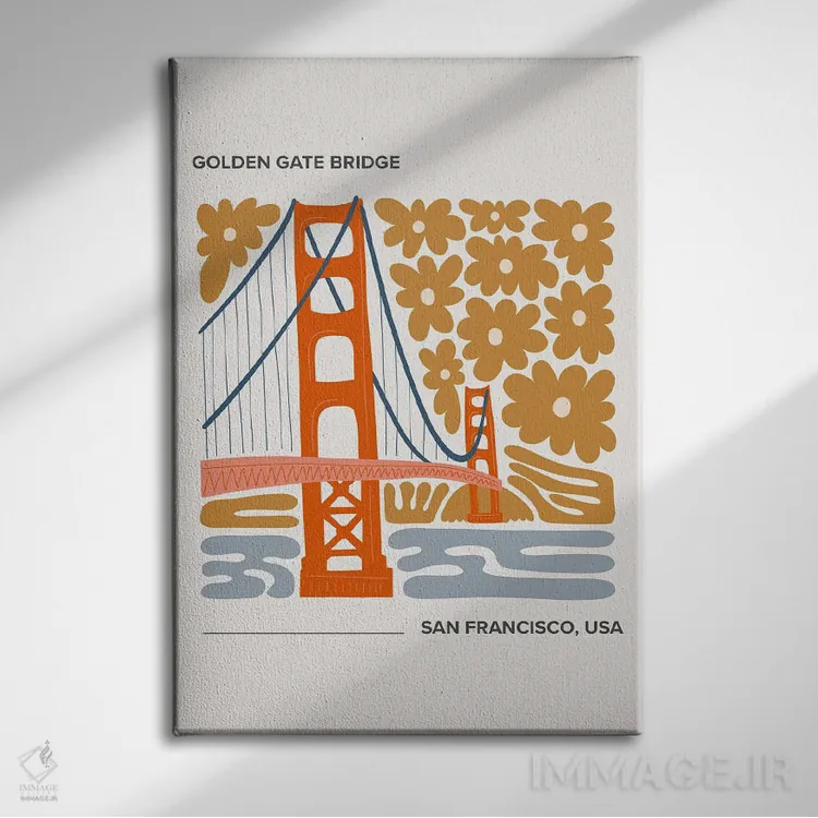 تابلو دکوراتیو پل گلدن گیت اثر مامبو آرت استودیو - نمای روبهرو روی دیوار