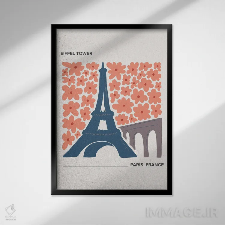 تابلو دکوراتیو برج ایفل اثر مامبو آرت استودیو - نمای قابدار مشکی