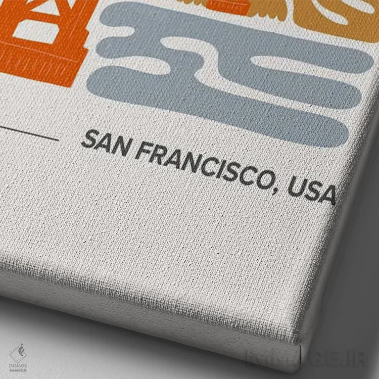 تابلو دکوراتیو پل گلدن گیت اثر مامبو آرت استودیو - نمای نزدیک بافت بوم