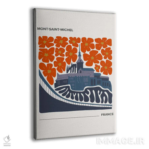 تابلو دکوراتیو پوستر سفر به مون سن میشل با رنگ های گرم اثر مامبو آرت استودیو - نمای پرسپکتیو محصول