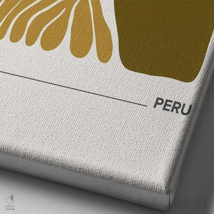 تابلو دکوراتیو پوستر سفر به ماچو پیچو با رنگ های گرم اثر مامبو آرت استودیو - نمای نزدیک بافت بوم