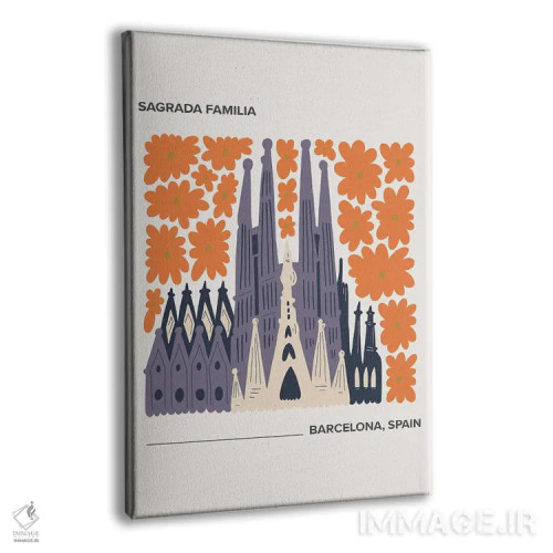 تابلو دکوراتیو Barcelona, Spain, Warm Colours Illustration Travel Po… اثر مامبو آرت استودیو - نمای پرسپکتیو محصول