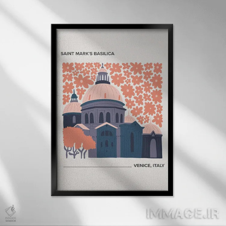 تابلو دکوراتیو کلیسای جامع سن مارکو اثر مامبو آرت استودیو - نمای قابدار مشکی