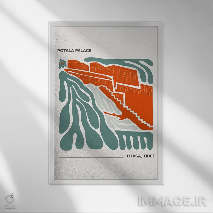 تابلو دکوراتیو کاخ پوتالا اثر مامبو آرت استودیو - نمای قابدار سفید