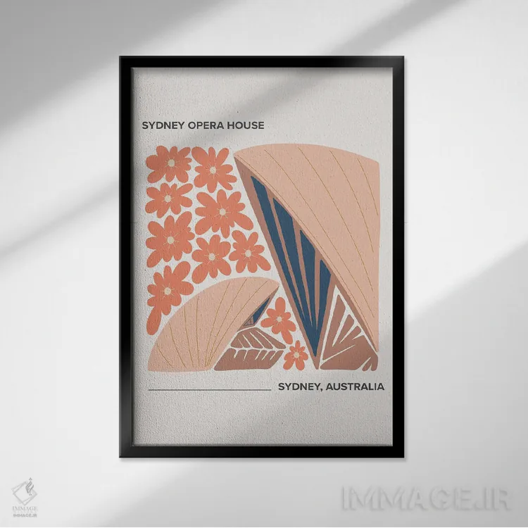 تابلو دکوراتیو اپرای سیدنی اثر مامبو آرت استودیو - نمای قابدار مشکی