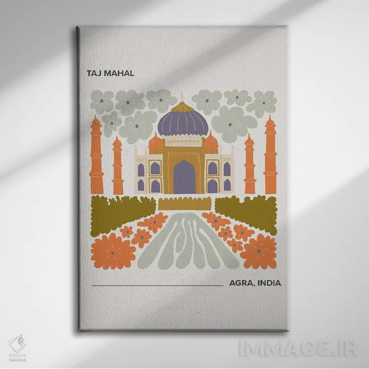 تابلو دکوراتیو تاج محل اثر مامبو آرت استودیو - نمای روبهرو روی دیوار