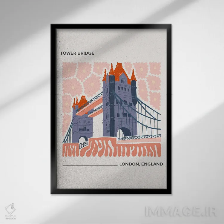 تابلو دکوراتیو پل برج اثر مامبو آرت استودیو - نمای قابدار مشکی