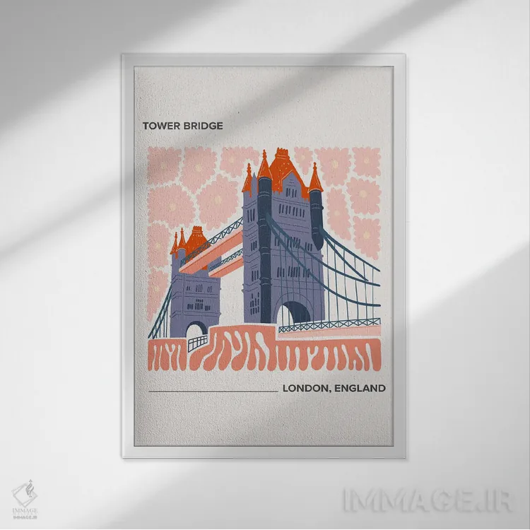 تابلو دکوراتیو پل برج اثر مامبو آرت استودیو - نمای قابدار سفید