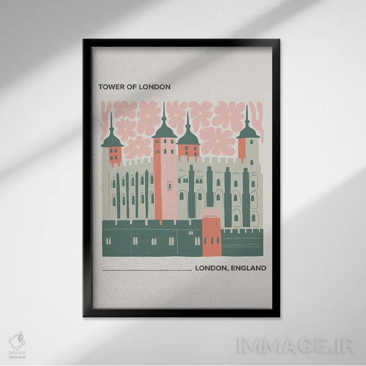 تابلو دکوراتیو برج لندن اثر مامبو آرت استودیو - نمای قابدار مشکی