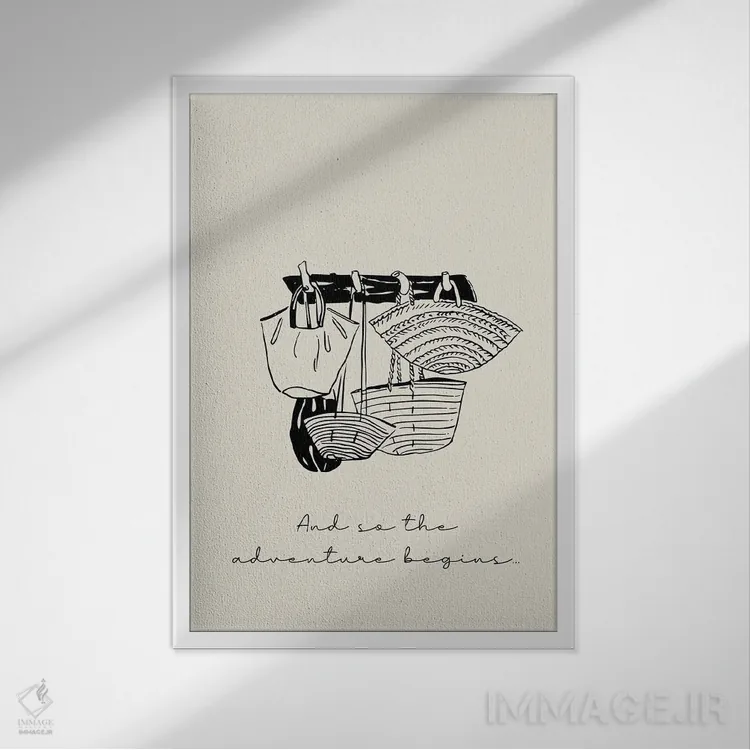 تابلو دکوراتیو و اینگونه ماجراجویی آغاز می شود اثر مامبو آرت استودیو - نمای قابدار سفید