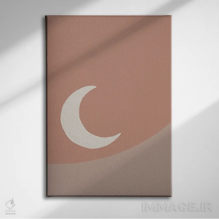 تابلو مینیمال ماه اثر مامبو آرت استودیو - نمای روبهرو روی دیوار