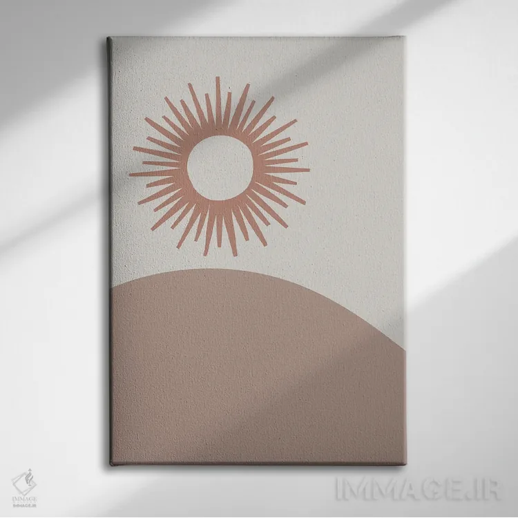 تابلو مدرن خورشید اثر مامبو آرت استودیو - نمای روبهرو روی دیوار